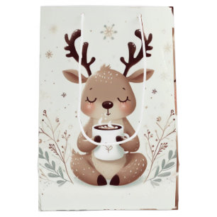 Festlicher Urlaub Whimsical Rentier Schneeflocke Mittlere Geschenktüte