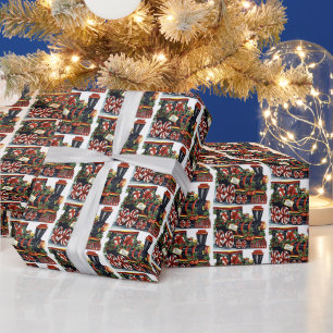 festlicher vintage Weihnachtszug gekachelt Urlaub Geschenkpapier