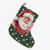 Festlicher Vintager Weihnachtsmann Weihnachten Str Großer Weihnachtsstrumpf (Vorderansicht (hängend))