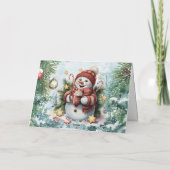 Festlicher Vintager Weihnachtsschneemann Feiertagskarte (Rückseite)