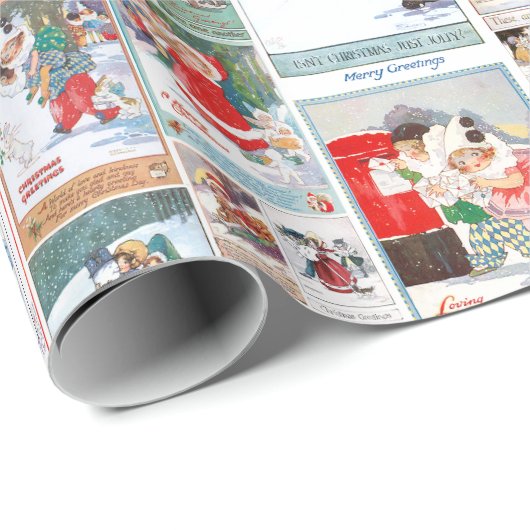 Festlicher Vintager Winterspass Weihnachtskarten-C Geschenkpapier (Rolleneckpunkt)