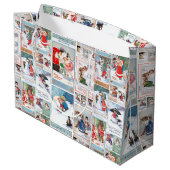 Festlicher Vintager Winterspass Weihnachtskarten-C Große Geschenktüte (Rückseite Schrägansicht)