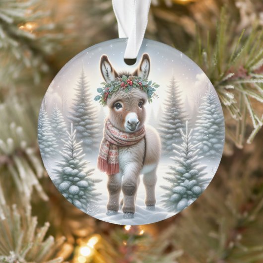 Festlicher Wald Esel mit Stechpalmenkranz Ornament (Baum)