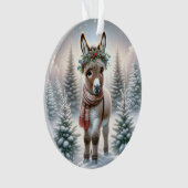 Festlicher Wald Esel mit Stechpalmenkranz Ornament (Vorderseite)