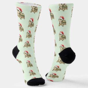 Festlicher Wasserfarben-Weihnachts-Schildkröten-Sa Socken