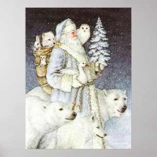 festlicher Weihnachten vintage Weihnachtsmann Feie Poster