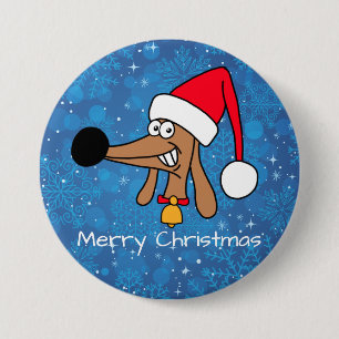 Festlicher Weihnachts-Dachshund-Hund Button