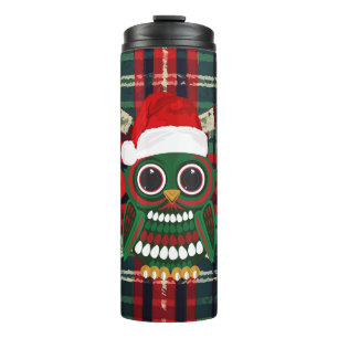 Festlicher Weihnachts-Eulen-Karo-Umhang Feierliche Thermosbecher