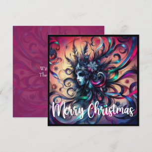 Festlicher Weihnachts-Goth in Bändern Eis Kristall Feiertagskarte