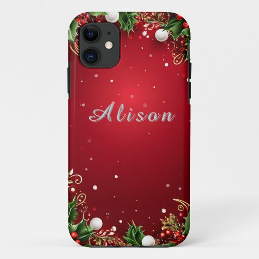 Festlicher Weihnachts Hintergrund mit Stechpalme, Case-Mate iPhone Hülle (Rückseite)