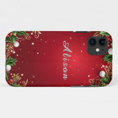 Festlicher Weihnachts Hintergrund mit Stechpalme, Case-Mate iPhone Hülle (Rückseite (Horizontal))