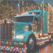 Festlicher Weihnachts-LKW mit Lichtern Aufkleber (Vorderseite)