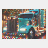 Festlicher Weihnachts-LKW mit Lichtern Geschenkpapier Set (Vorderseite 3)