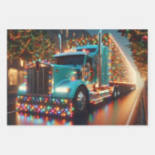 Festlicher Weihnachts-LKW mit Lichtern Geschenkpapier Set (Vorderseite 2)