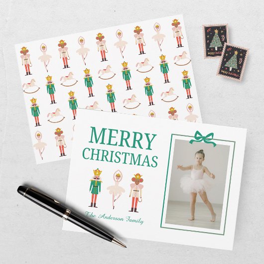 Festlicher Weihnachts-Nussknacker-Foto-Ballerina Feiertagskarte