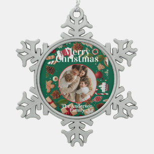 Festlicher Weihnachts-Schneeflocken-Rahmen-Schmuck Schneeflocken Zinn-Ornament