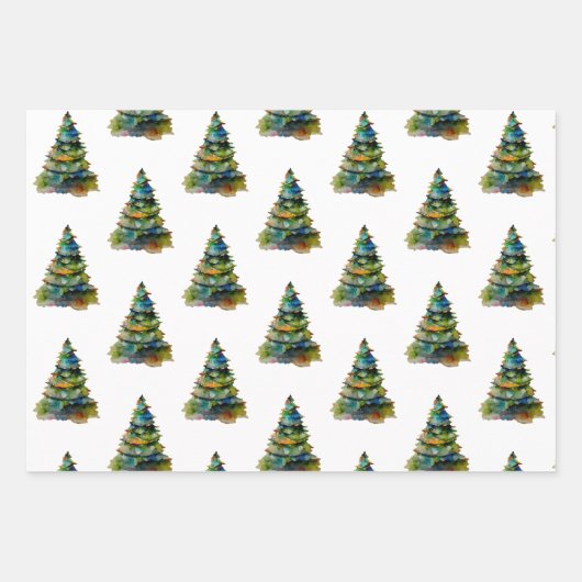 Festlicher Weihnachtsbaum Geschenkpapier Set (Vorderseite)