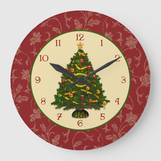 Festlicher Weihnachtsbaum Große Wanduhr (Vorderseite)