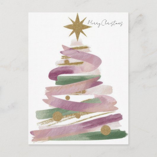 Festlicher Weihnachtsbaum-Gruß Postkarte (Vorderseite)