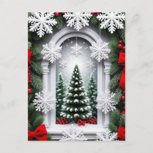 Festlicher Weihnachtsbaum im SchneeWinter Postkarte