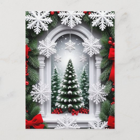 Festlicher Weihnachtsbaum im SchneeWinter Postkarte (Vorderseite)