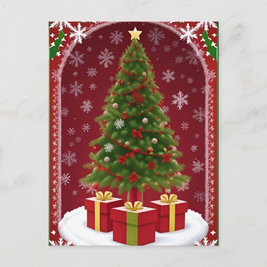 Festlicher Weihnachtsbaum im SchneeWinter Postkarte (Vorderseite)