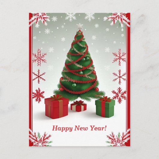 Festlicher Weihnachtsbaum im SchneeWinter Postkarte (Vorderseite)