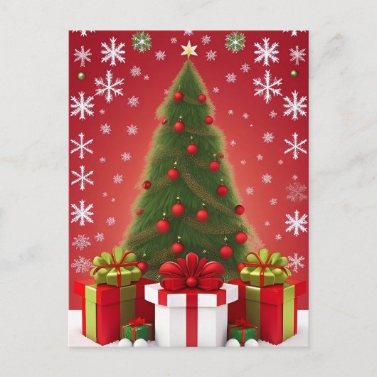 Festlicher Weihnachtsbaum im SchneeWinter Postkarte (Vorderseite)