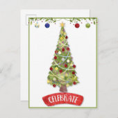 Festlicher Weihnachtsbaum Postkarte (Vorne/Hinten)