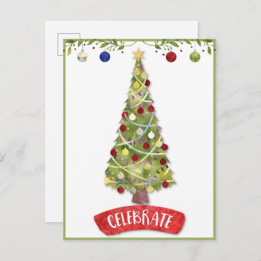 Festlicher Weihnachtsbaum Postkarte (Vorne/Hinten)