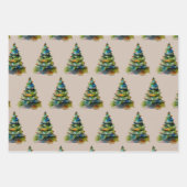 Festlicher Weihnachtsbaum Wasserfarbe Zeichnend kü Geschenkpapier Set (Vorderseite 2)
