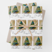 Festlicher Weihnachtsbaum Wasserfarbe Zeichnend kü Geschenkpapier Set (Beispiel)