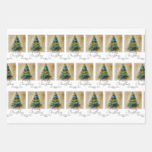 Festlicher Weihnachtsbaum Wasserfarbe Zeichnend kü Geschenkpapier Set (Vorderseite)