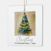 Festlicher Weihnachtsbaum Wasserfarbe Zeichnend kü Keramikornament (Links)