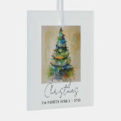 Festlicher Weihnachtsbaum Wasserfarbe Zeichnend kü Ornament Aus Glas (Vorderseite Rechts)