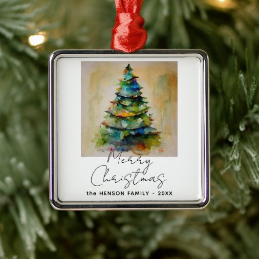 Festlicher Weihnachtsbaum Wasserfarbe Zeichnend kü Ornament Aus Metall (Baum)