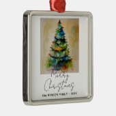 Festlicher Weihnachtsbaum Wasserfarbe Zeichnend kü Ornament Aus Metall (Rechts)