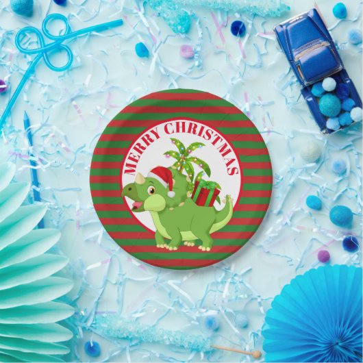 Festlicher Weihnachtsdinosaurier addieren Pappteller (Party)