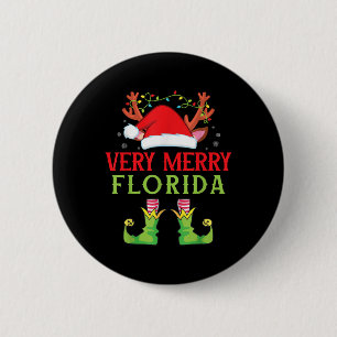 Festlicher Weihnachtself & Santa Claus Sehr Fröhli Button