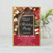 Festlicher Weihnachtsfest Weihnachten Party Red &  Einladung (Stehend Vorderseite)