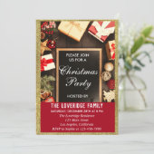 Festlicher Weihnachtsfest Weihnachten Party Red &  Einladung (Stehend Vorderseite)