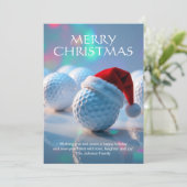Festlicher Weihnachtsgolfball mit Weihnachtsmannmü Feiertagskarte (Stehend Vorderseite)
