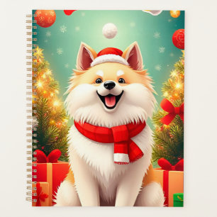 Festlicher Weihnachtshund mit Santa-Hut Planer