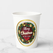 Festlicher Weihnachtskalender mit Weihnachtskranz Pappbecher (Rückseite)