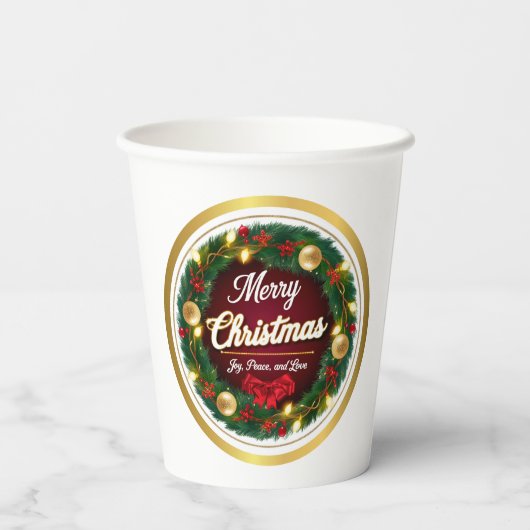 Festlicher Weihnachtskalender mit Weihnachtskranz Pappbecher (Rückseite)