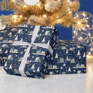 Festlicher Weihnachtskern der Hütte Geschenkpapier