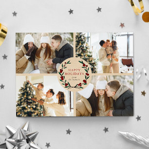 Festlicher Weihnachtskranz 4 Foto Glücklich Feiertagskarte