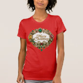 Festlicher Weihnachtskranz Edelstein Urlaub T-Shirt (Vorderseite)