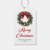 Festlicher Weihnachtskranz editierbares Holiday-Ta Geschenkanhänger (Vorderseite)