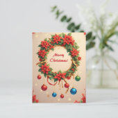 Festlicher Weihnachtskranz 🎄✨Elegant Postkarte (Stehend Vorderseite)